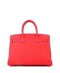 Pre-Owned HERMES Birkin 30 Handbag Red Clemence with Gold Hardware