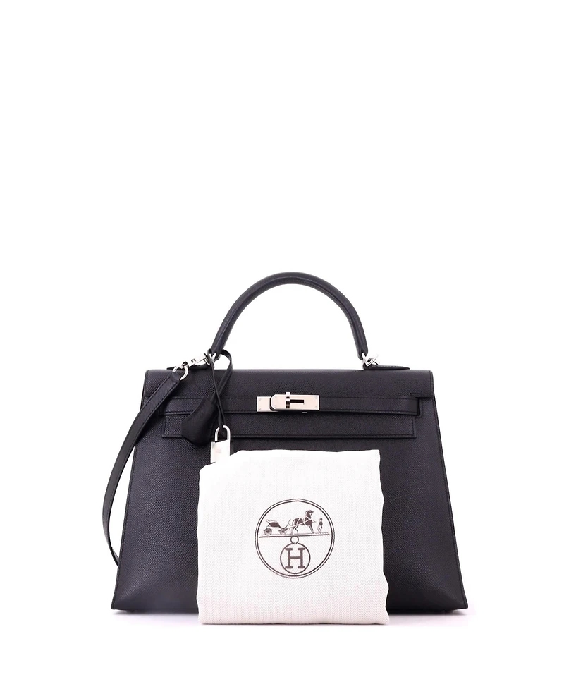 Pre-Owned HERMES Kelly Handbag Epsom with Palladium Hardware