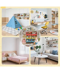 homfan 4-Tier Kids Toy Organizer with 8 Removable Bins and 3 Storage Cubbies, Bookshelf for Bedroom, Playroom Nursery