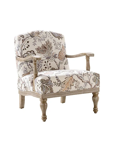 Hulala Home Ode 27.75"With Farmhouse Floral Accent Chair with Solid Wood Frame