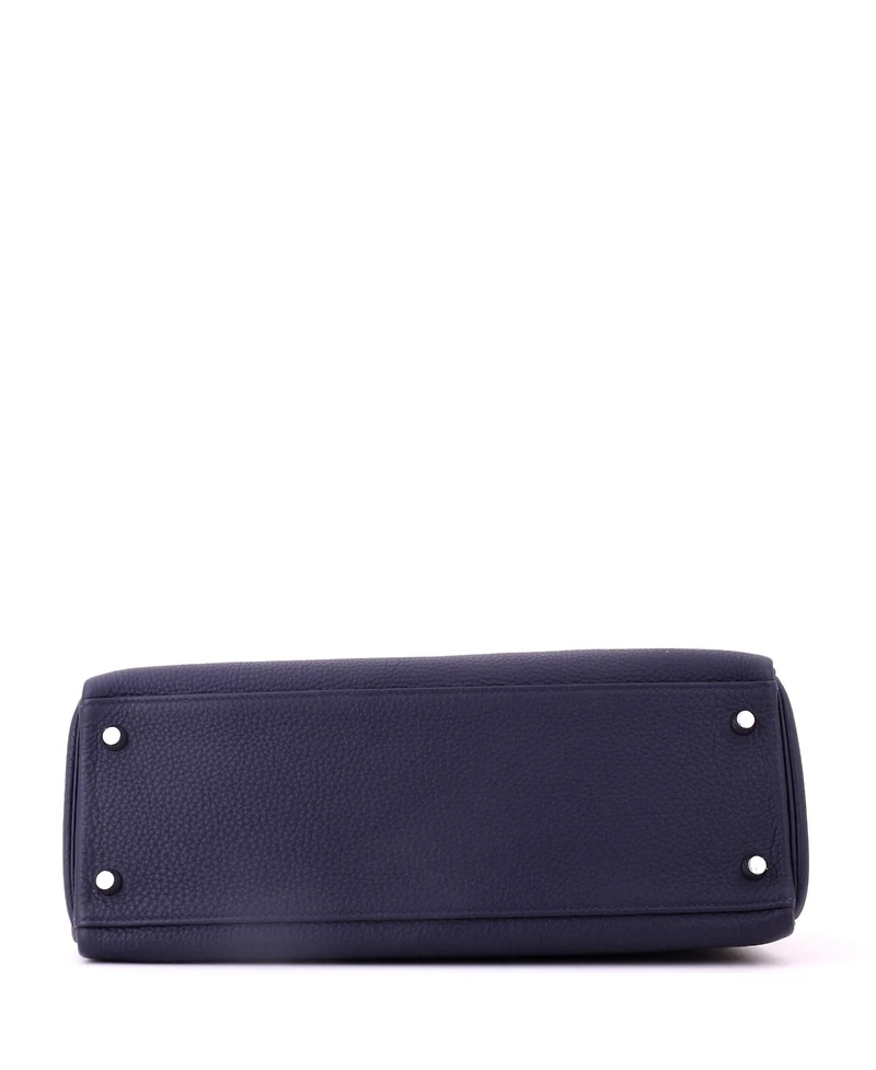 Pre-Owned HERMES Kelly 32 Handbag Blue Togo with Palladium Hardware