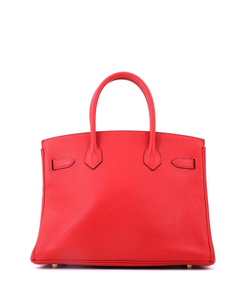 Pre-Owned HERMES Birkin 30 Handbag Red Clemence with Gold Hardware