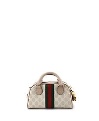 Pre-Owned Gucci Mini Ophidia Convertible Boston Top Handle Bag Gg Coated Canvas with Leather