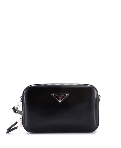 Pre-Owned Prada Zip Around Crossbody Bag Brushed Leather