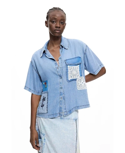 Desigual Women's Short Sleeve Patchwork Shirt