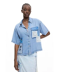 Desigual Women's Short Sleeve Patchwork Shirt
