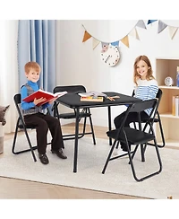 homfan Kids Folding Table and Chair Set, 23.8 Inch Upholstered Childrens Activity Table with Metal Frame for Playroom