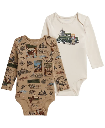 Polo Ralph Lauren Baby Boys' Bear Cotton Bodysuit, 2-Pack