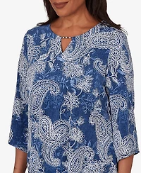 Alfred Dunner Petite Paisley Puff Printed Top