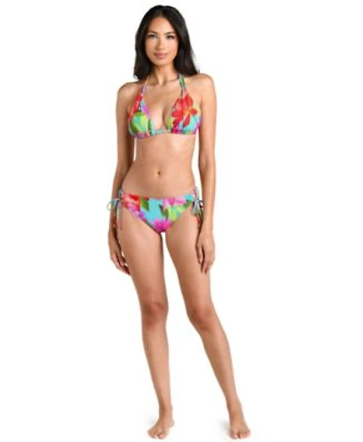 La Blanca Womens Sunset Botanica V Neck Triangle Bikini Top Moderate Coverage Hipster Swim Bottoms