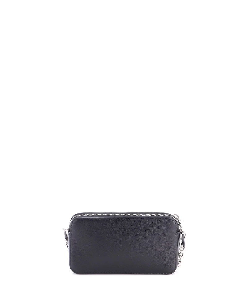 Pre-Owned Prada Monochrome Double Zip Wallet on Chain Crossbody Pin Embellished Saffiano Leather