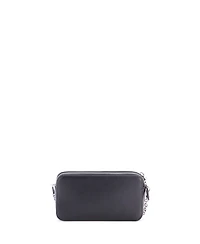 Pre-Owned Prada Monochrome Double Zip Wallet on Chain Crossbody Pin Embellished Saffiano Leather