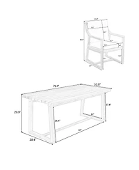 Asagikoiai 7-Piece Acacia Wood Outdoor Dining Set, Modern Patio Table and 6 Chairs
