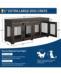 Homfan Furniture Style Dog Crate with 2 Storage Drawers and Iron Indoor Dog Kennel End Table, Heavy Duty Pet Cage for Medium Large Dogs