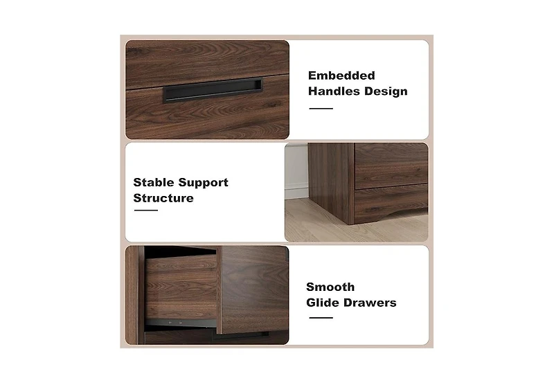 homfan 4-Drawer Dresser for Bedroom,Chest of Drawers with Embedded Handles Design, Wooden Organizer Living Room, Hallway and Entryway