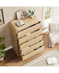 homfan Modern Arched 5-Drawer Dresser, 45" Tall Freestanding Storage Chest with Large Drawers, Mdf Construction, Bedroom and Living Room