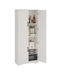 homfan 60" Tall Pantry Cabinet with Adjustable Shelves Freestanding Mdf Cupboard with Anti-Tip Device for Kitchen Bathroom Living Room