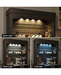 homfan 42-Inch Coffee Bar Cabin et with Led Lights and Storage Shelves for Kitchen Dining Room,