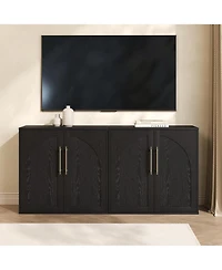 homfan 2-Piece Arched Storage Cabinet Farmhouse Sideboard Buffet with 2 Adjustable Shelves and Anti-Tip Kit for Living Room or Coffee Bar