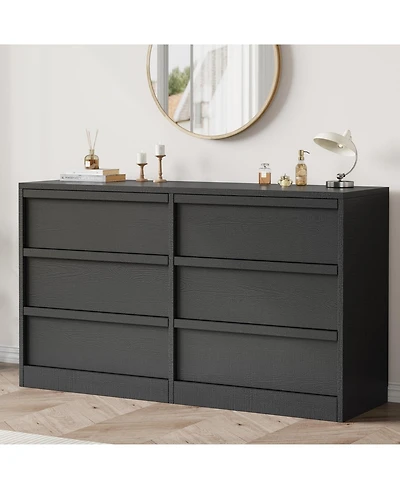 homfan 6 Drawer Dresser for Bedroom, Modern Wooden Chest, Spacious Organizer Living Room, Nursery, Entryway, Hallway, Closet, Bedroom