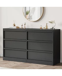 homfan 6 Drawer Dresser for Bedroom, Modern Wooden Chest, Spacious Organizer Living Room, Nursery, Entryway, Hallway, Closet, Bedroom