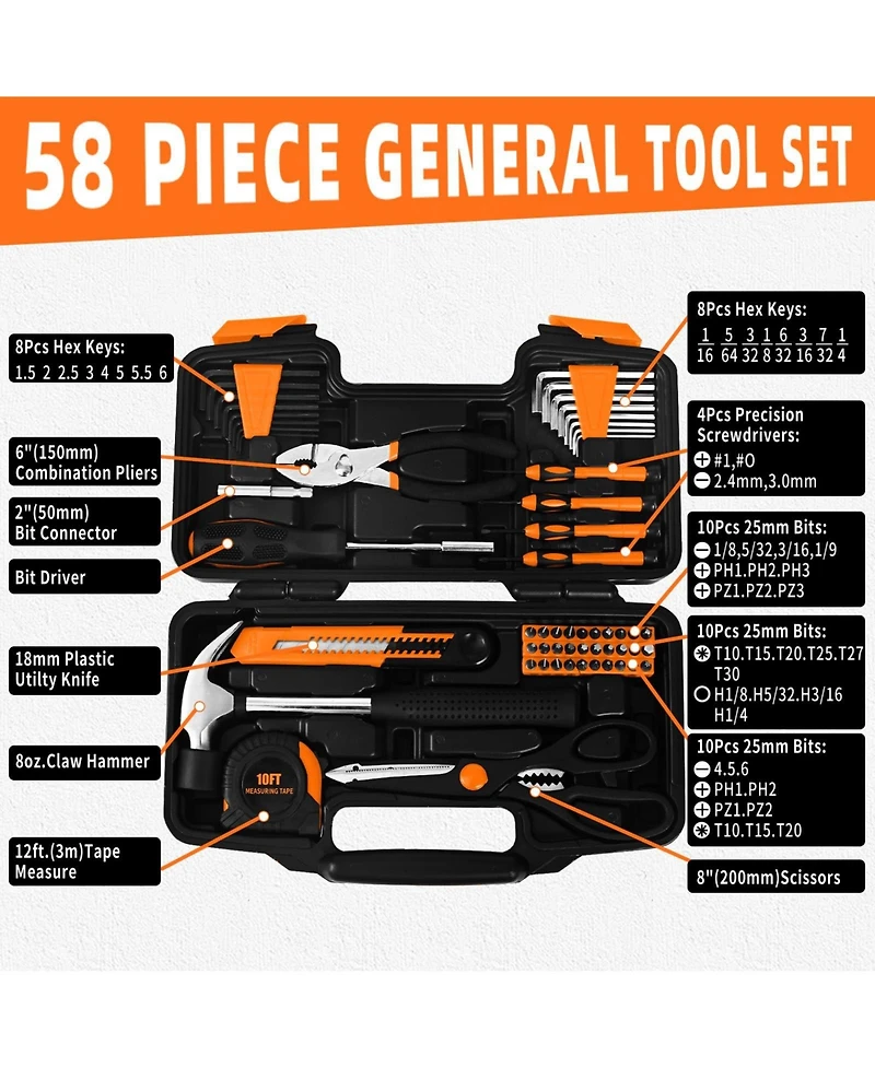 Xdovet Home Tool Set Household Hand Kit Toolbox All Purpose Women Ladies
