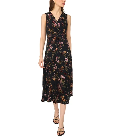 Msk Women's V Neck Twist Front Maxi Dress