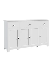 homfan 55" Buffet Cabinet Farmhouse Sideboard with 3 Drawers and 4 Doors, Coffee Bar Storage with Adjustable Shelf