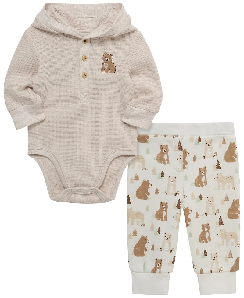 Little Me Baby Boys' Bear Long-Sleeve Bodysuit and Pants, 2-Piece Set