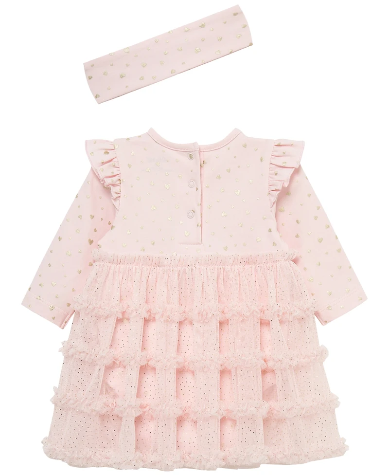 Little Me Baby Girls' Heart Shine Tutu Popover Dress and Headband, 2-Piece Set