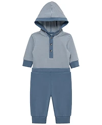 Little Me Baby Boys' Bear Long-Sleeve Hooded Bodysuit and Pants, 2-Piece Set
