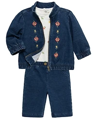 Little Me Baby Girls' Blossom Bodysuit, Jacket and Pants, 3-Piece Set