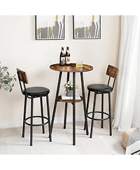 Slickblue 2-Tier Round Bar Table with Storage Shelf for Compact Living Spaces