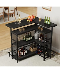 Slickblue Corner Mini Bar Table L-Shaped with Led Lighting and Smart App Control