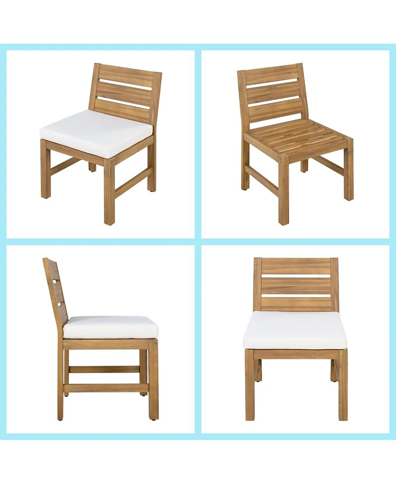 Asagikoiai Farmhouse 5-Piece Acacia Wood Patio Dining Set with Adjustable Legs