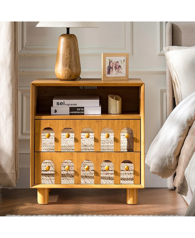 Clihome Modern Nightstands, 2 Drawers Bedside Table End Table