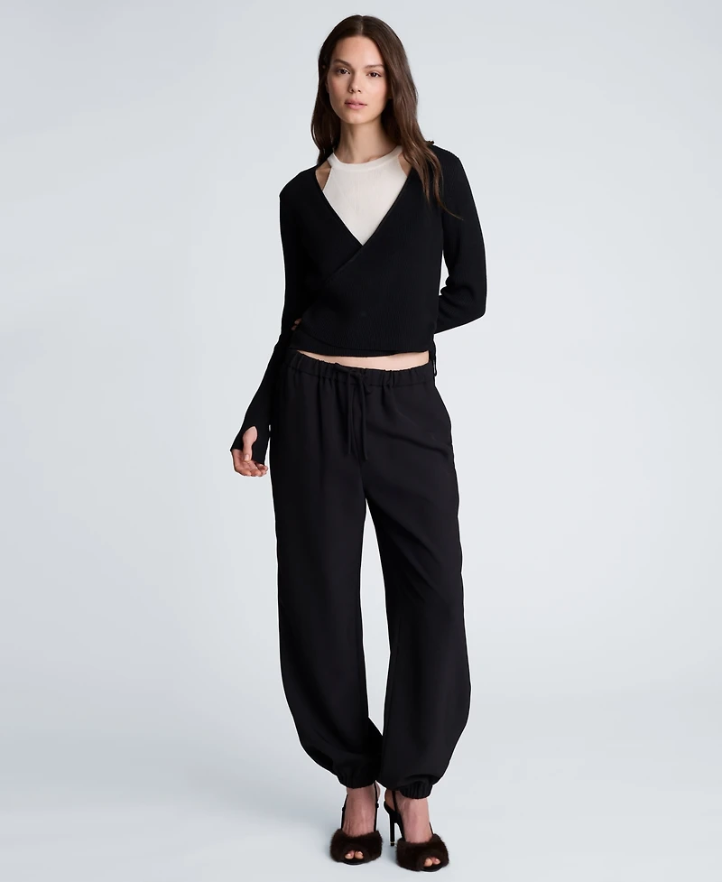 Kenneth Cole Women's Ribbed Twofer Wrap Sweater