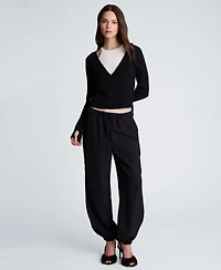 Kenneth Cole Women's Ribbed Twofer Wrap Sweater