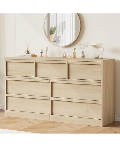 homfan 7 Drawer Dresser for Bedroom, Modern Wooden Chest, Spacious Organizer Living Room, Nursery, Entryway, Hallway, Closet, Bedroom
