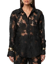 Jluxlabel Women's Organza Floral Blouse