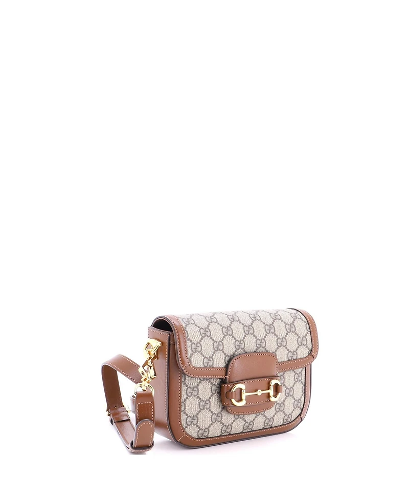 Pre-Owned Gucci Mini Horsebit 1955 Shoulder Bag Gg Coated Canvas with Leather