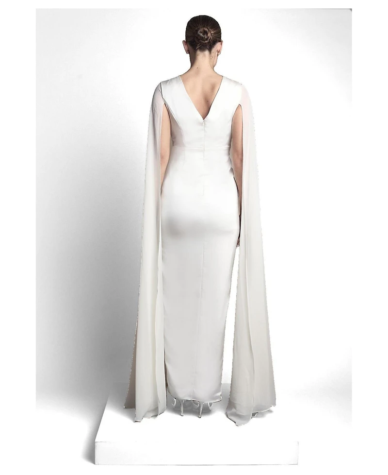 Coast Women's Cape Sleeve Satin Maxi Dress