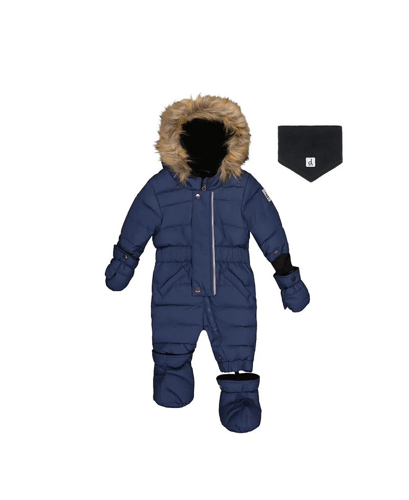 Deux par Baby Unisex Original One Piece Puffy Snowsuit with Removable Mittens and Boots.
