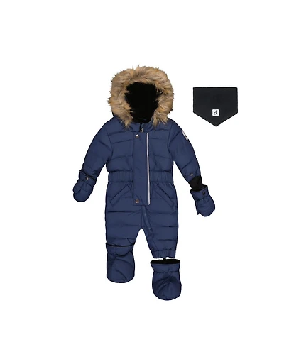 Deux par Baby Unisex Original One Piece Puffy Snowsuit with Removable Mittens and Boots.
