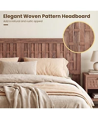 Slickblue Queen Size Bed Frame with Woven Headboard, Mid-Century Style Furniture