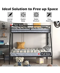 Slickblue Twin Over Full Bunk Bed Frame with Safety Rail and Ladder Design