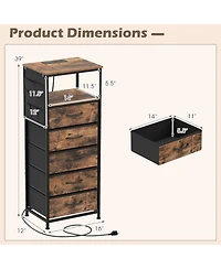 Slickblue Modern Nightstand 39" with Charging Station and Storage Shelf