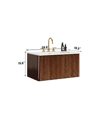 Sillysis 30" Modern Wall Mounted Bathroom Vanity with Carrara Integrated Ceramic Sink