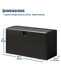 homfan 73 Gallon Waterproof Outdoor Resin Deck Box - Lockable Storage Container with Handles for Patio Cushions, Garden Tools