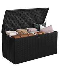 homfan 99 Gallon Lockable Waterproof Outdoor Storage Box - Durable Resin Deck for Patio, Lawn, Garden Large Capacity, Uv-Resistant Bin